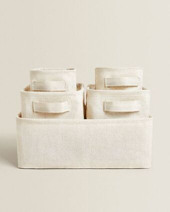 ZARA HOME Cesto multiúsos com linho promoção