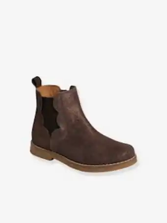 Vertbaudet Botas em pele, com fecho e elástico, para menina - castanho... promoção