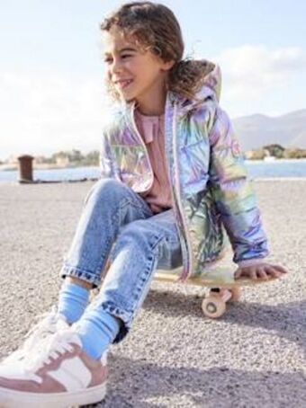 Vertbaudet Blusão leve com efeito brilhante, para menina - cinzento... promoção