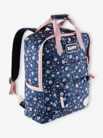 Vertbaudet Mochila às flores, para menina - azul escuro estampado promoção