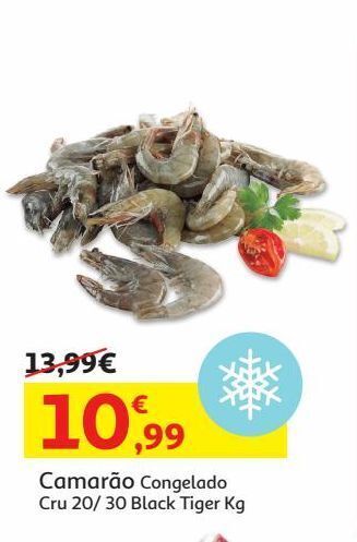 Auchan Camarão cru congelado 20/30:black tiger kg promoção