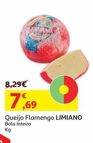 Auchan Queijo flamengo limiano:bola inteiro kg promoção