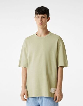 Bershka T-shirt de felpa com efeito de lavagem promoção