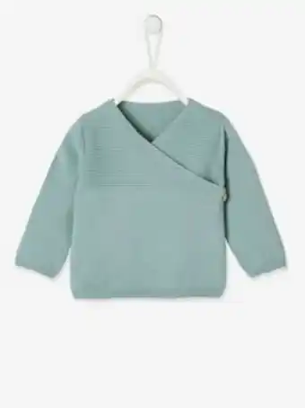 Vertbaudet Casaco em tricot de algodão bio, para recém-nascido - azul... promoção