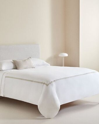 ZARA HOME Capa de edredão rebordo linho promoção