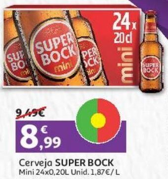 Auchan Cerveja super bock mini 24x0.20l promoção