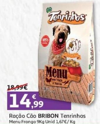 Auchan Ração cão tenrinhos bribon menu frango 9 kg promoção