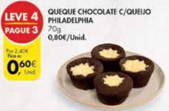 Pingo Doce Queque Chocolate c/ queijo Philadelphia 70g promoção