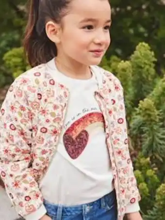 Vertbaudet Camisola com lantejoulas, para menina - branco medio liso... promoção