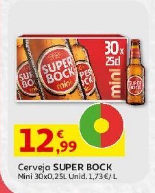 Auchan Cerveja super bock mini 30x0.25l promoção