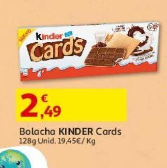 Bolacha kinder cards 128 g