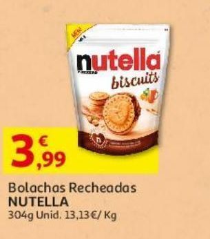 Auchan Bolachas recheadas nutella 304 g promoção