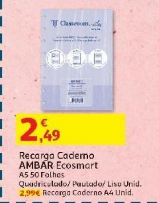 Auchan Recarga caderno ecosmart ambar promoção