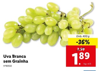 Lidl Uva Branca sem Grainha 400g promoção