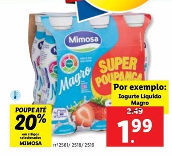 Lidl Iogurte para beber mimosa promoção