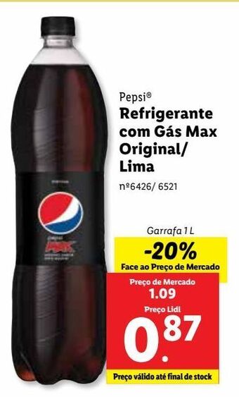 Lidl Refrigerante de cola pepsi promoção