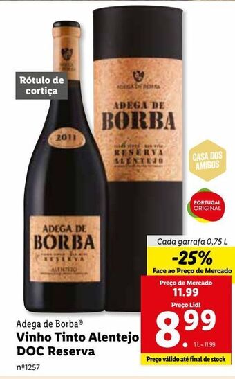 Lidl Vinho tinto adega de borba promoção