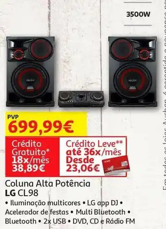Auchan Coluna alta potência lg cl98 promoção