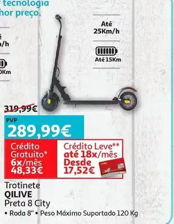 Auchan Scooter 8' city v5 qilive:preto 600091316 promoção