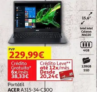 Auchan Portátil acer:15.6 n4020/4/128g a315-34-c30q promoção