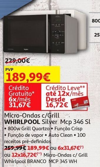 Auchan Micro ondas c/grill whirlpool promoção