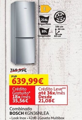 Auchan Combinado bosch:look inox kgn36nlea promoção