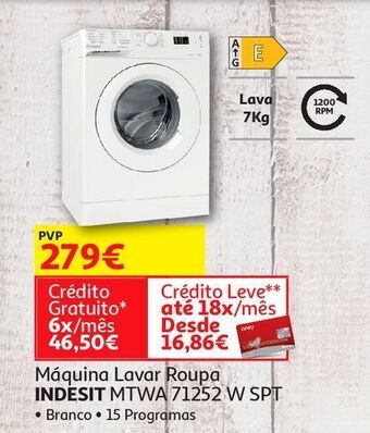 Maquina lavar roupa indesit:branco mtwa 71252 w spt