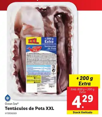 Lidl Tentáculos de Pota XXL 800+200g promoção