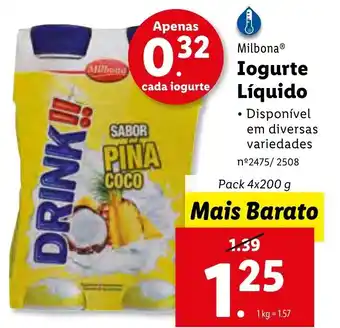 Milbona Iogurte Líquido Pack 4x200g