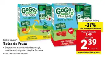 Lidl GOGO Squeeze Bolsa de Fruta 4x90g promoção