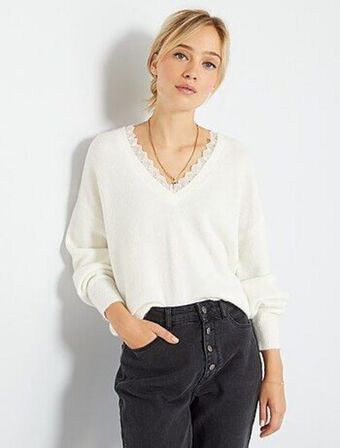 Kiabi Camisola com gola em bico em renda promoção