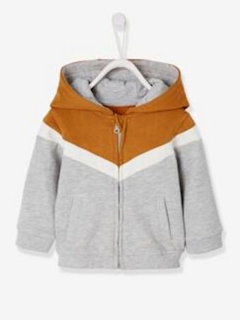 Vertbaudet Casaco com fecho e capuz, para bebé menino - castanho claro... promoção