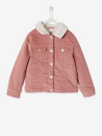 Vertbaudet Casaco em veludo com forro em sherpa, para menina - rosa... promoção
