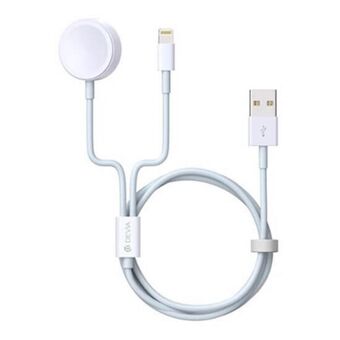 Cabo de carregamento wireless devia 2 em 1 lightning + apple watch 1.2m branco