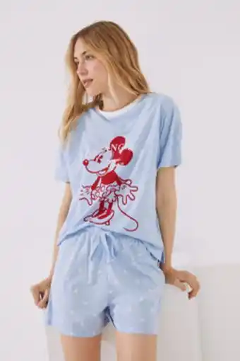 Pijama corto algodón minnie mouse azul