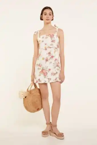 Springfield Vestido corto estampado lino promoção