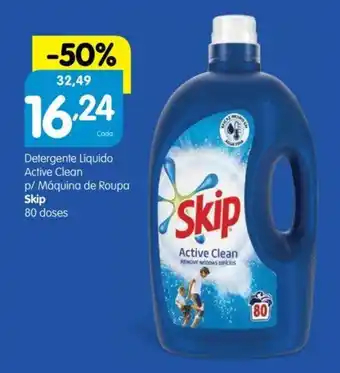 Minipreço Detergente Liquido Active Clean p/ Maquinha de roupa Skip 80 Doses promoção