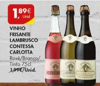 Pingo Doce Vinho Frisante Lambrusco Contessa Carlotta 75cl promoção