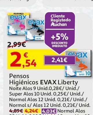 Auchan Pensos higiénicos evax promoção