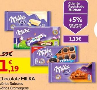 Auchan Chocolate de leite milka promoção
