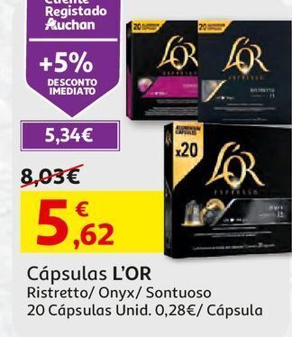 Auchan Cápsulas café l'or promoção