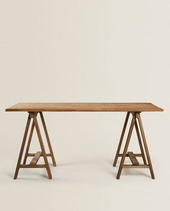 ZARA HOME Mesa cavaletes madeira reciclada promoção