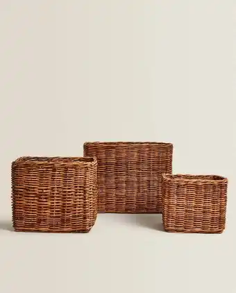 ZARA HOME Cesto ratã quadrado promoção