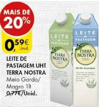 Pingo Doce Leite de Pastagem UHT Terra Nostra Meio Gordo/Magro 1Lt promoção