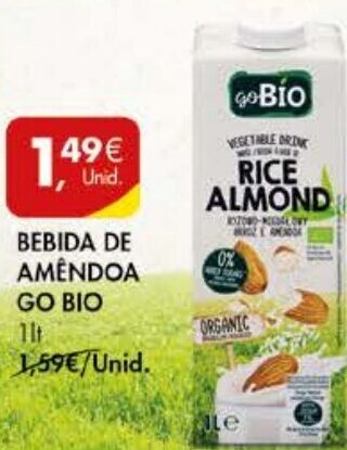 Bebida de Amêndoa Go Bio 1Lt