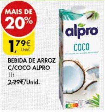 Pingo Doce Bebida de Arroz C/ Coco Alpro 1lt promoção