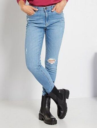 Kiabi Calças de ganga skinny destroy com cintura subida promoção