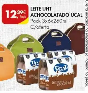 Pingo Doce Leite UHT Achocolatado Ucal Pack 3x6x260ml C/ Oferta promoção