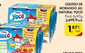 Pingo Doce Líquido de Morango All Natural Yoco Pack 6x90g promoção
