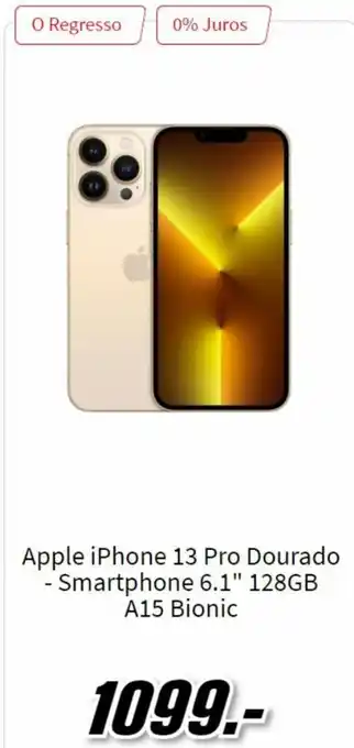 MediaMarkt Apple IPhone 13 Pro Dourado - Smartphone 6.1" 128GB A15 Bionic promoção